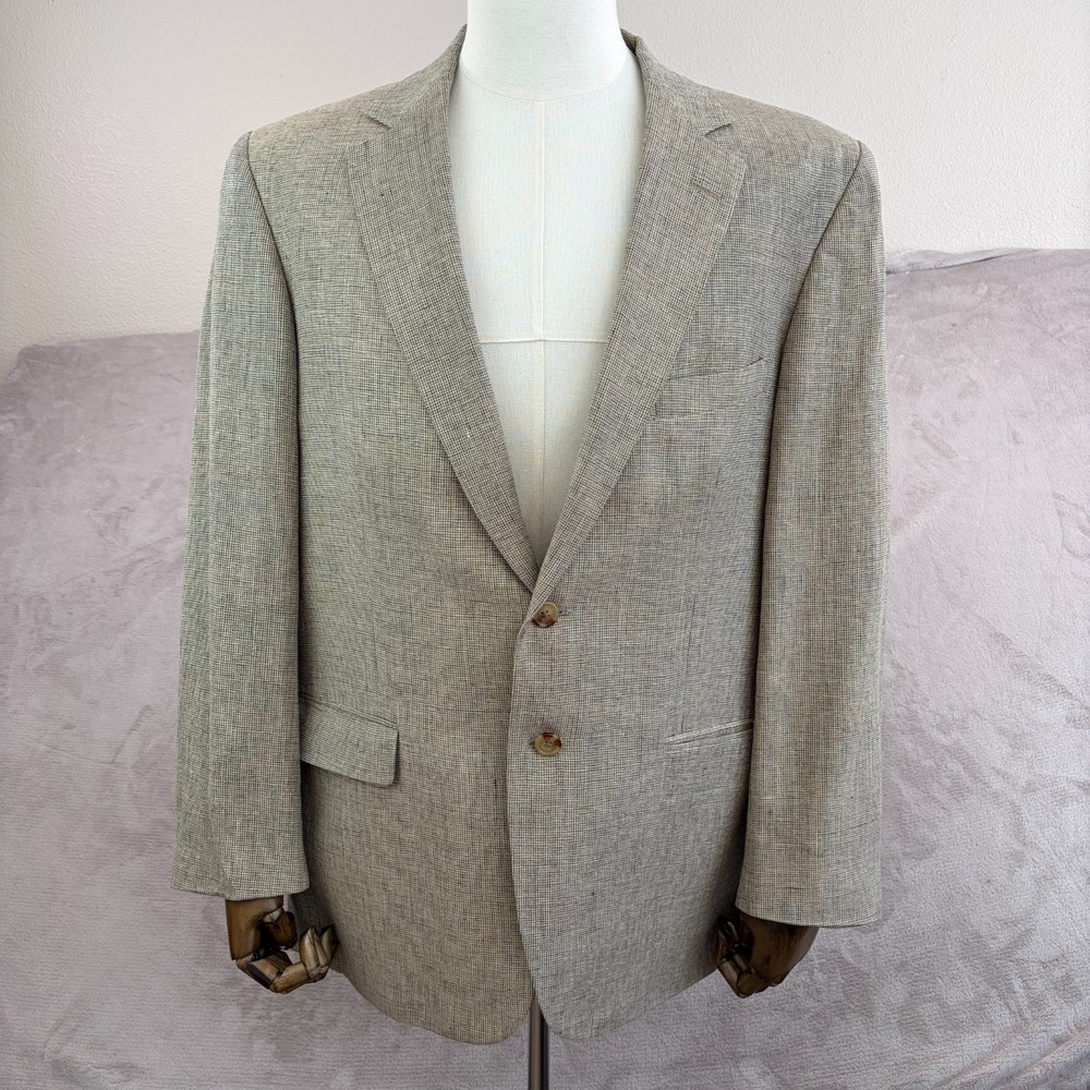 ORVIS Tattersall Sport Coat Classic Jacket Blazer Men 42R‎ in Natural 100% Silk